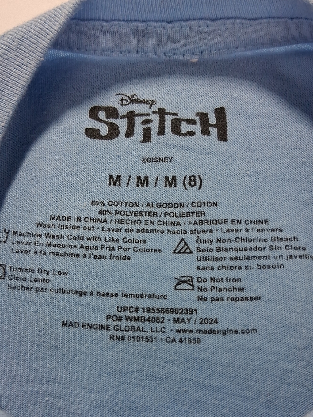 Boys Disney Lilo & Stitch Graphic T-Shirt Size Medium (8) With "Mood" Graphic - Picture 2 of 4